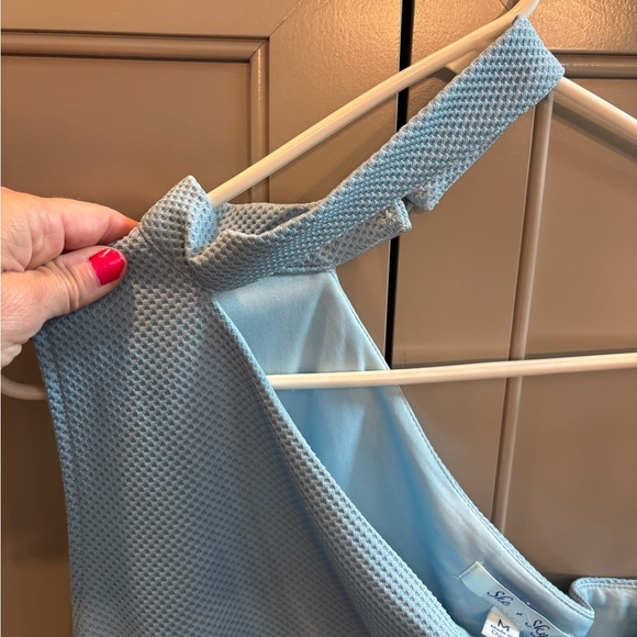 NWT She & Sky Elegant Baby Blue One-Shoulder Dress sz M - Picture 4 of 5